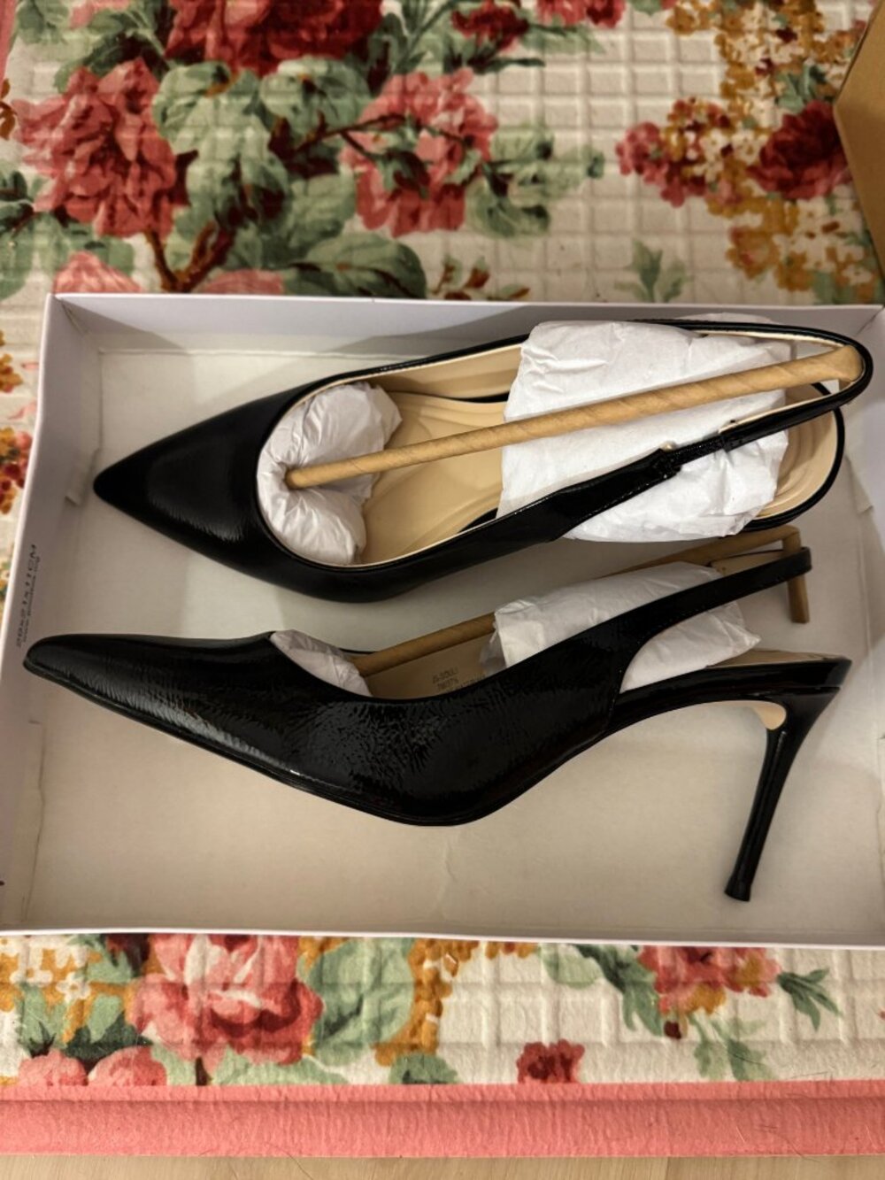 Black PU Leather Sling Back Kitten Heels - Jessica Simpson